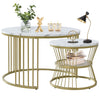 Nesting Coffee Table Set of 2 Living Room Round Stacking Side End Table White