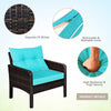 4 Pieces PE Rattan Patio Conversation Set Outdoor Rattan Furniture With Cushions