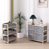 5 Drawers Fabric Bedside Cabinet Table Wood Frame Storage Unit Chest of Drawers