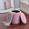 Round Velvet Ottoman Storage Vanity Seat Footrest Stool Dressing Table Chair