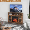 58 Inch Rustic Fireplace TV Stand w/ Open Storage Compartments & 2-Door Cabinets
