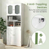 148cm Tall Bathroom Cabinet Freestanding Storage Cabinet with Glass Doors White