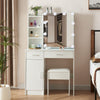 White Vanity Makeup Dressing Table Set w/Stool Drawer&Mirror Jewelry Wood Desk