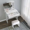 Modern Wood Dressing Table Stool Makeup Desk Stool Mirror/Drawer/Shelf Vanity