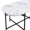 Dining Table and Chairs Set 6 Kitchen Table with MDF White Marble Tabletop Black