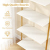 Wall Mounted Bookcase 5-Tier Ladder Shelf with Adjustable Foot Pads-White