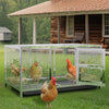 Large Stainless Steel Chicken Coop Run Cage Farm Poultry Pen with Removable Tray