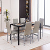 6pcs Grey High Back Faux Leather Dining Chairs Metal Legs Kitchen Dining Room