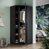 Modern Corner High Gloss Mirrored Black Wardrobe Door with Hanging Rail Shelves