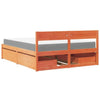 Bed with Drawers and Wax Brown 160x200 Solid Wood Pine G1Y2