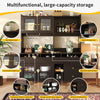 Multi-Purpose Kitchen Storage Cabinet w/ Cupboard Cabinets Drawers Shelves Black