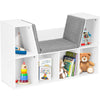 Kids Bookcase Storage Cushioned Reading Seat Shelving Unit Six Cubes Organiser