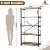 5-Tier Bookshelf Industrial Wood Bookcase Freestanding Display Rack Organizer