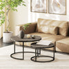 Industrial Nesting Coffee Tables Set of 2 Round Side End Tables for Living Room