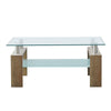 Rectangle Glass Coffee Table Modern Living Room Furniture Shelf White Black Wood