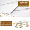 Set of 2 Fuax Marble Nesting Coffee Table Square Side End Tables with Metal Legs