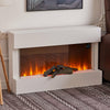 FIREPLACE WHITE MANTEL WALL MOUNTED ELECTRIC FIRE GLASS LED FLAME HEATER 51 52''
