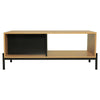 Wooden Coffee Table with Open Storage& Rattan Drawer Desk Living Room Tea table