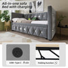 DAYBED VELVET UPHOLSTERED BED SINGLE BED GUEST BED SOFA BED WITH TRUNDLE GREY