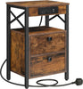 HOOBRO Side Table Bedside Table with Charging Station Nightstand 38 x 28 x 60 cm