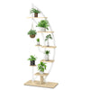 8-Tier Tall Wooden Plant Stand Rack Curved Half Moon Shape Ladder Planter Shelf