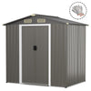6x4FT Outdoor Storage Shed Galvanized Steel Shed w/Lockable Sliding Door