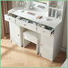 Modern Vanity Dressing Table Makeup Desk with LED Light Mirror Stool Shelf Set