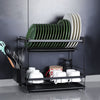 Metal Dish Drainer Rack Tray Cutlery Plate Cup Holder Sink Washing Up Bowl 2Tier