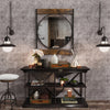 Industrial Metal Wood Frame Wall Mirror Bathroom Living Room Decorative Mirror