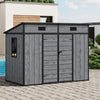 2 Doors Pent Shed Outdoor Tool House Lockable Plastic Garden Storage Sheds Grey