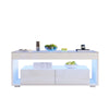 High Gloss Coffee Table Centre Table With LED Light Open Storage Glass Tabletop