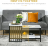 New Loft Range Modern Set Of 2 Marble Effect Nest Of Table With Metal Frame