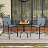 2 PCS Outdoor Patio Chair Fabric Bar Stool Metal Frame Counter Height Chairs