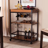 Industrial Kitchen Island Cart 3-Tier Rolling Bar Serving Trolley With Wine Rack