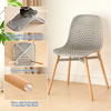 Set of 6 Dining Chairs Modern Plastic Chairs Wooden Legs Kitchen Home Grey