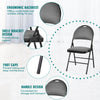 2 PCS Portable Folding Chairs Double Hinged Fabric Dining Chairs W/Footrest Grey