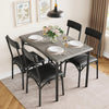 Rectangular Dining Table Set for 4 with Upholstered Chairs for Small Space Grey