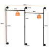 Industrial Pipe Clothes Rail Double Rod Garment Rack Shop Walk-in Closets System