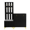 Shoe Storage Cabinets with Drawers, Shoe Bench and Coat Rack Wardrobe Set Black