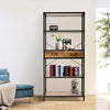 5-Tier Bookshelf Bookcase Metal Frame Shelf Industrial Shelving Unit w/2 Drawers