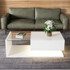 Coffee Table with LED Light, High-Gloss White With Drawer Living Room Furniture