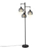 Vintage Retro 3 Head Standing Floor Lamp Black Floral Lampshape Home Light