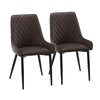 2x Brown Dining Chairs Faux Leather High Back Diamond Design Chairs Modern