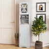 Living Room Freestanding Storage Cabinet w/5 Adjustable Shelves-White