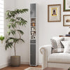 Slim Bathroom Tall Cabinet Floor Storage Cabinet Organizer-Grey+White