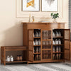 Retro Wood Shoe Storage Bench Shoe Rack Stool & Cabinet Integrated Storage Unit