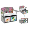 3-in-1 Kids Convertible Activity Bench Kids Table Chair Set Toddlers Toy Storage