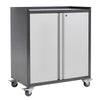 2 Doors Metal Office Filing Cabinet 2 Tier Shelf File Storage Cupboard on Wheels