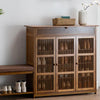 Large Wooden Shoe Storage Cabinet Rack Stand Cupboard Slatted 3 Doors Shelf Unit