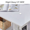 White High Gloss Coffee Table Square L-Type Living Room Lounge MDF Glass